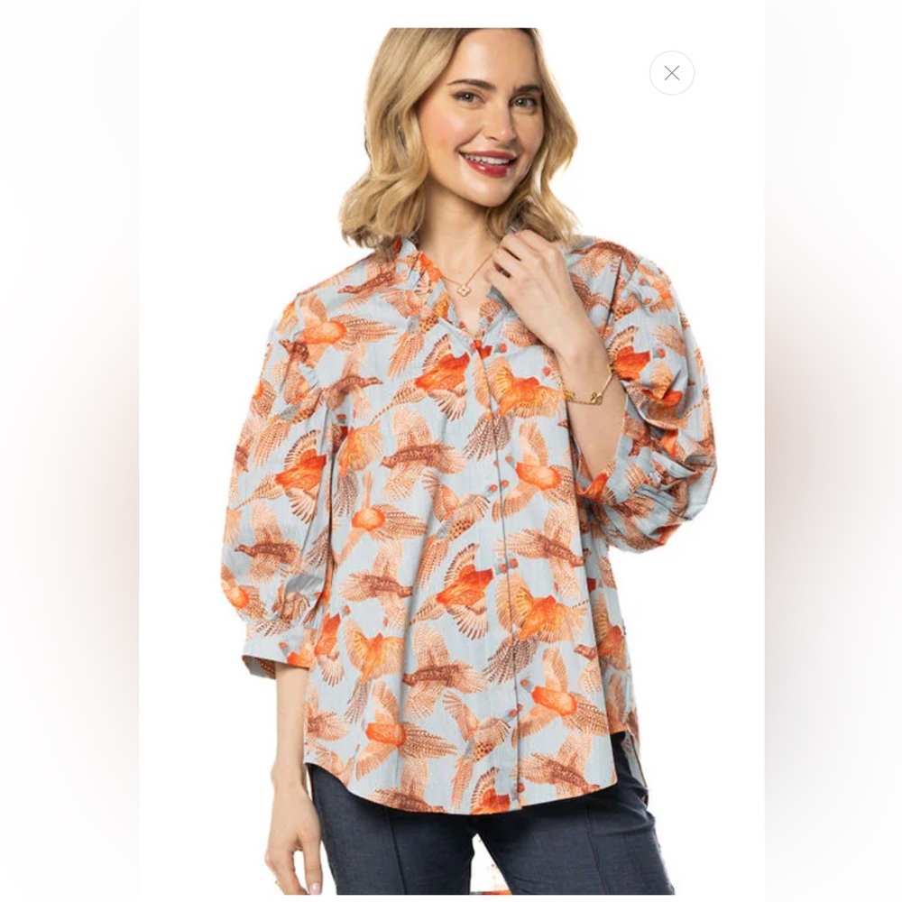 NWT Holly Shae Laura Top-Pheasant Bouquet Blue Size XL / XXL